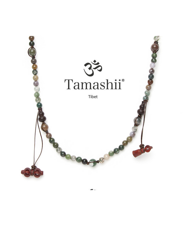 Collana Tamashii Tibet Mudra Corta Agata Muschiata