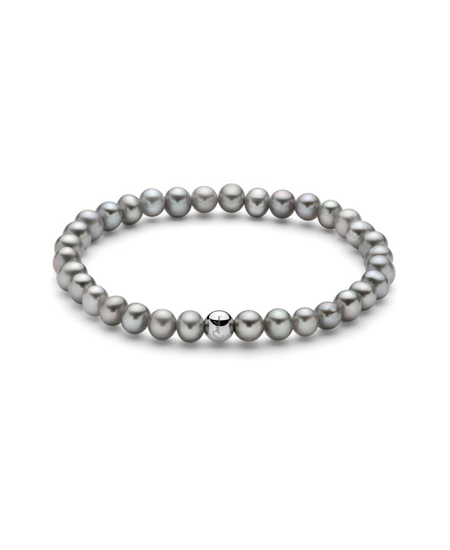 Miluna Bracciale Perle Oriente Grigie e Boule in Argento