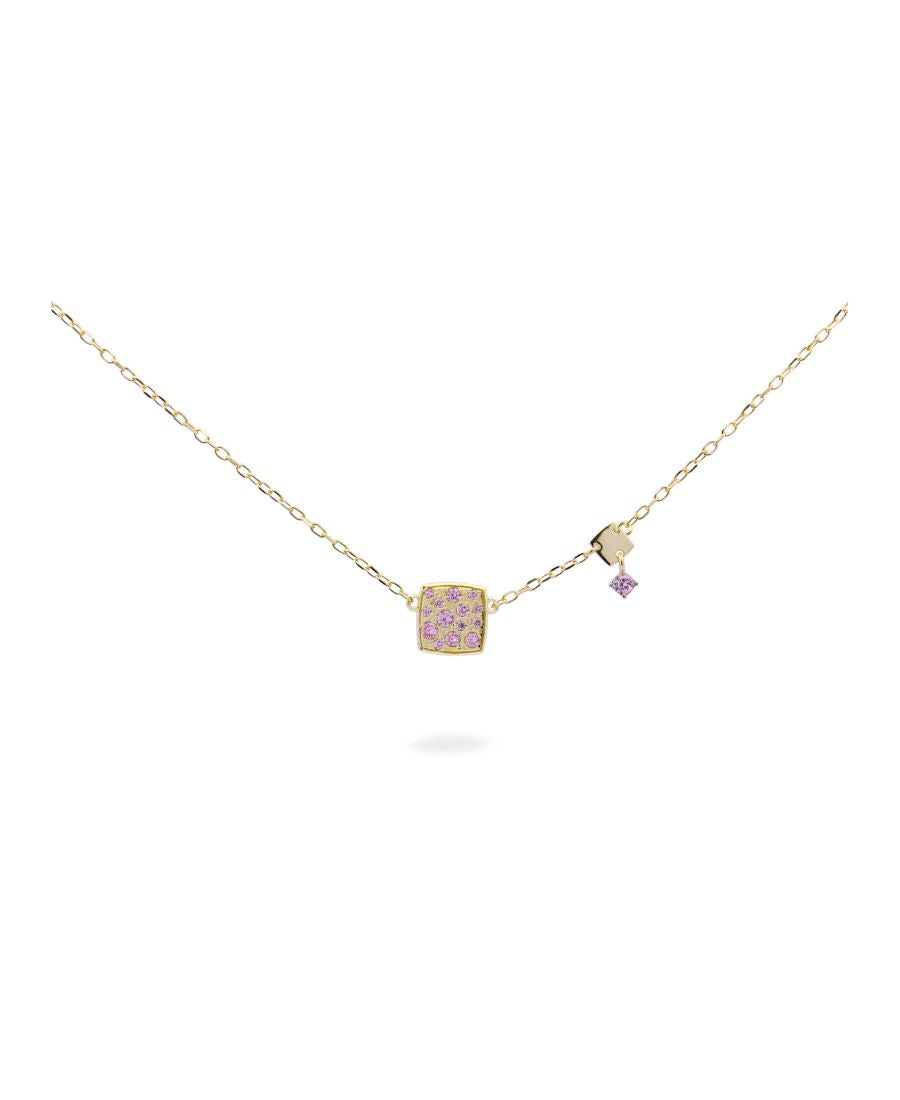 Rue Des Mille Girocollo Quadrato Pavé Rosa Stardust Ten