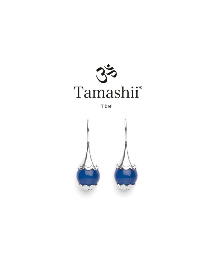 Orecchini Tamashii Ear-Drops in Argento con Agata Blu