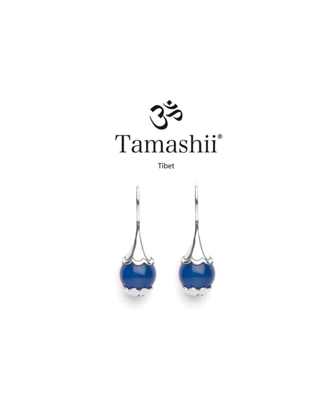 Orecchini Tamashii Ear-Drops in Argento con Agata Blu