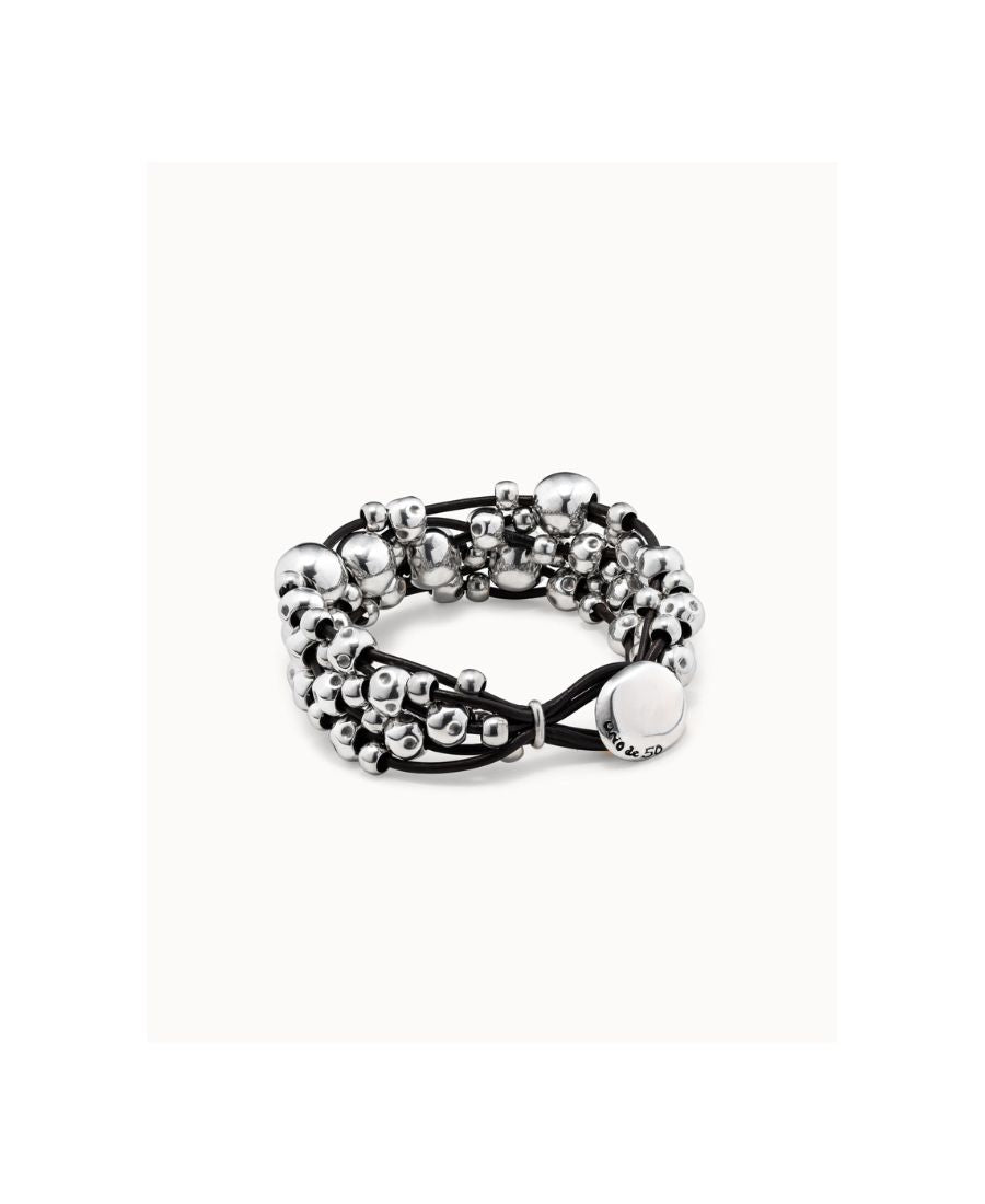 UNOde50 Bracciale di Cuoio Placcato Argento Sterling