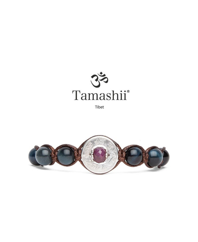 Bracciale Tamashii Ruota della Preghiera Zaffiro naturale e Turchese