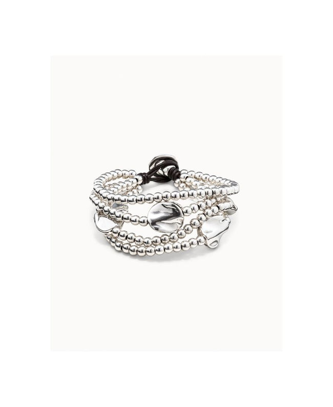 UNOde50 Bracciale a tre giri in cuoio marrone e argento Sterling