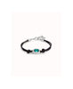 UNOde50 Bracciale in cuoio placcato argento sterling con cristallo verde