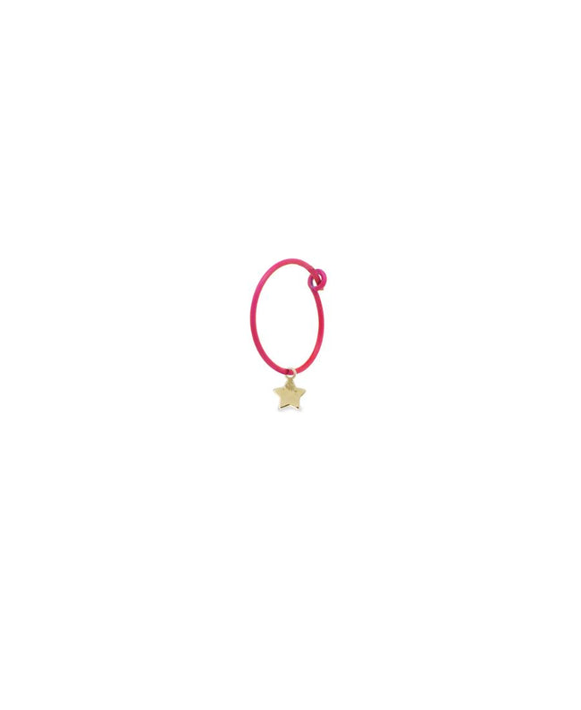 Rue Des Mille Mono Orecchino Stella Hoop Fucsia Fluo - Oro18Kt