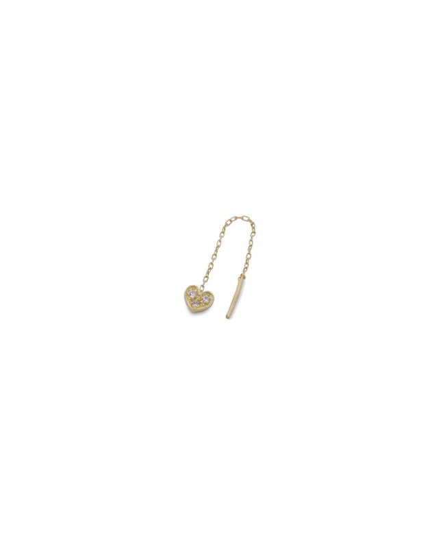 Rue Des Mille Mono Orecchino Cuore Catenella e Diamanti Lab Grown - Oro18Kt