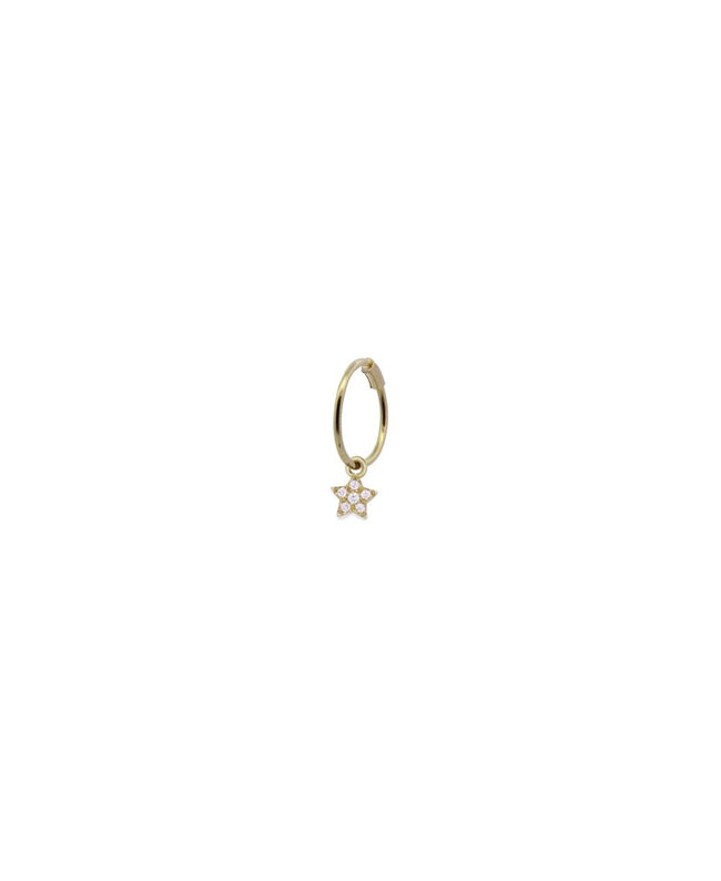 Rue Des Mille Mono Orecchino Cerchio Mini Hoop Stella e Diamanti Lab Grown - Oro18KT