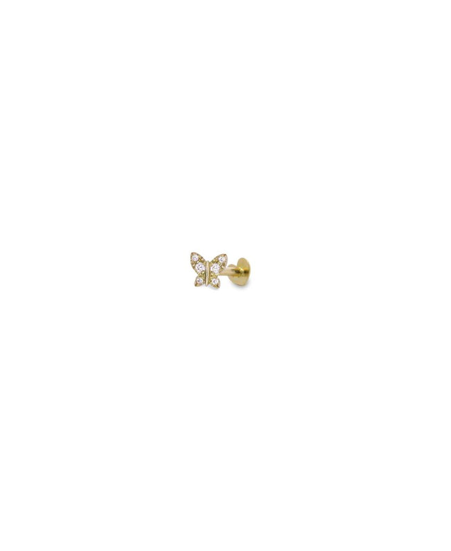 Rue Des Mille Mono Orecchino Piercing Helix Farfalla e Diamanti Lab Grown - Oro18Kt