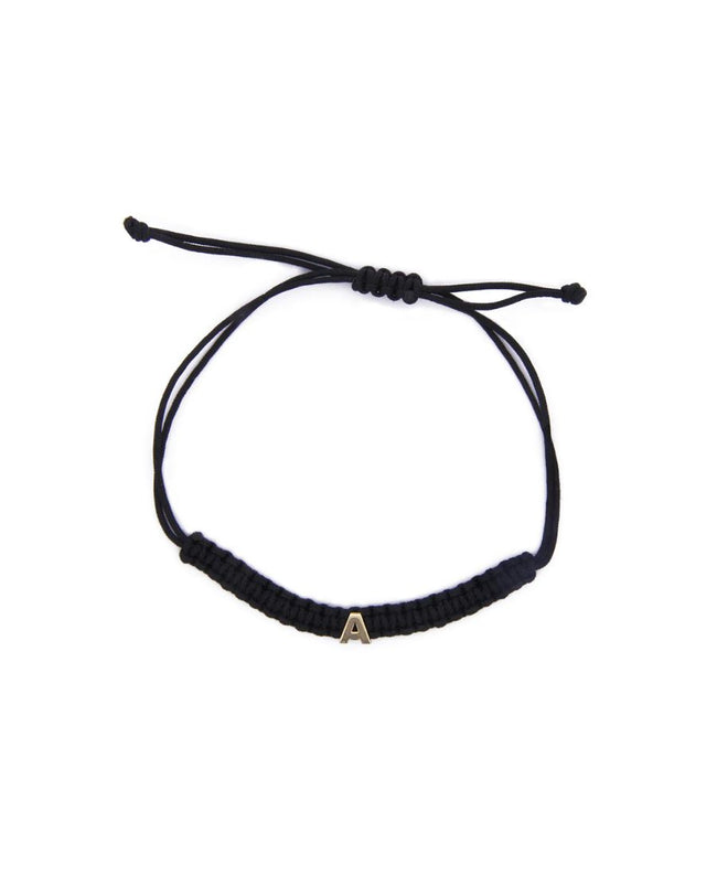 Rue Des Mille Bracciale Tessuto Nero con Lettera - Oro18Kt