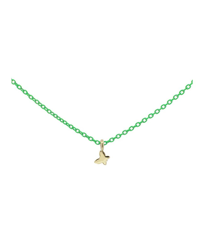 Rue Des Mille Girocollo Farfalla Verde Fluo - Oro18Kt